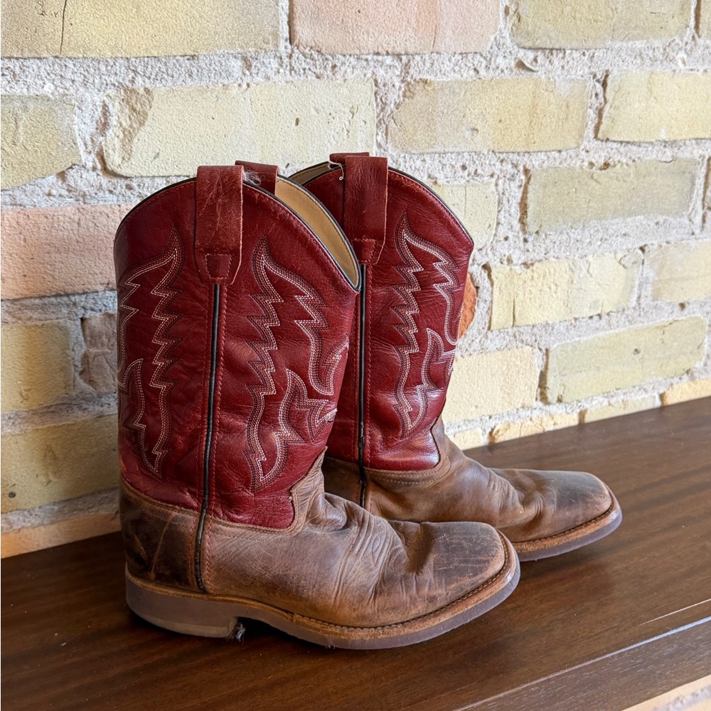Men's Red and Brown Cowboy Boots